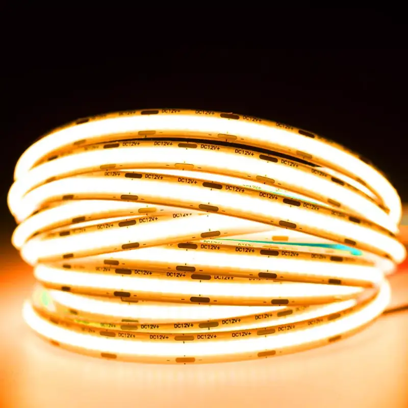 Népszerű LED szalag COB szalag 12V 45W 2400LED NEON Sárga 8mm 5m