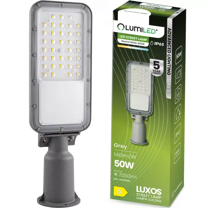 Legnépszerűbb LUXOS LED utcai lámpa ipari közúti lámpatest 50W 7000lm 4000K IP65 Advanced Lighting Series LUMILED