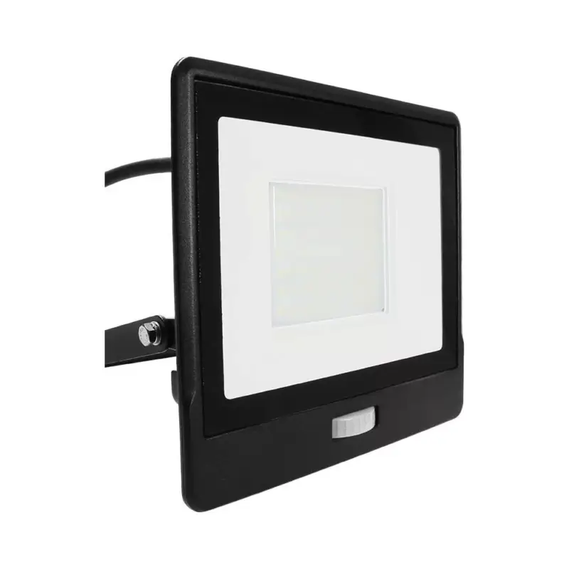 Kedvezmény LED reflektor 50W 4000lm 4000K IP65 Fekete mozgásérzékelővel és CUT-OFF funkcióval Samsung Chip VT-158S-1-B V-TAC