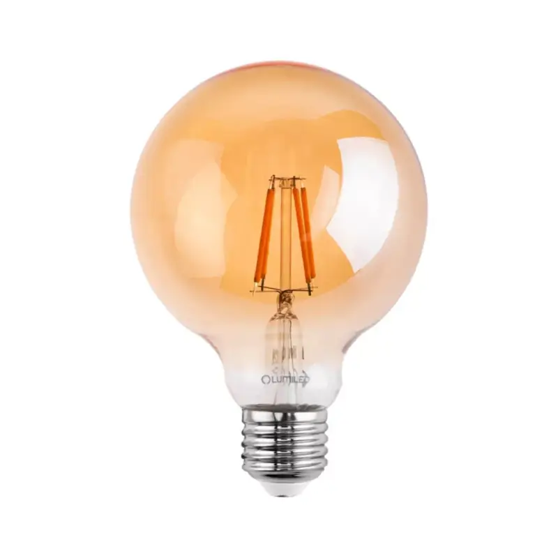 Olcsó Dekoratív gömb alakú LED izzó E27 G125 4W = 40W 470lm 2000K Meleg 360° Izzószál LUMILED Globe Borostyán