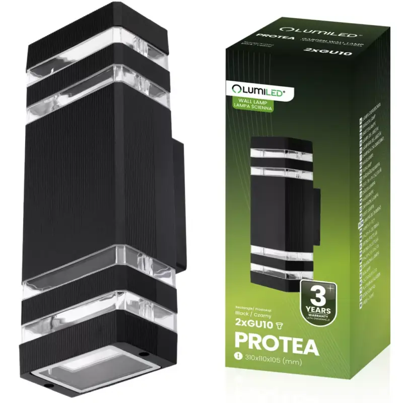 Kiárusítás Kerti lámpa Emelés fali lámpa fel és le GU10 PROTEA Fekete LUMILED