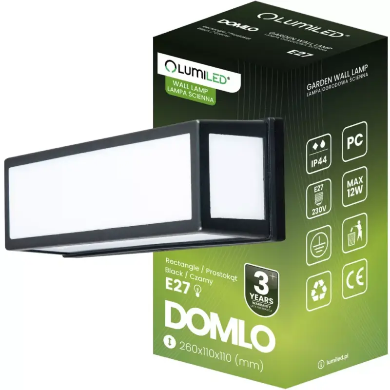 Kerti lámpa E27 Négyszögletű emelőfali lámpa DOMLO LUMILED Újdonság