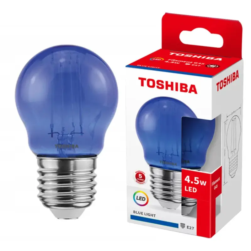 E27 G45 LED izzó 4,5 W = 40 W kék izzószál TOSHIBA Expressz kézbesítés