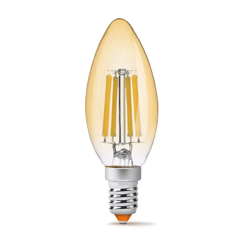 E14 C35 LED izzó 6W = 52W 680lm 2200K meleg borostyán izzószál 360° VIDEX Különleges ajánlat