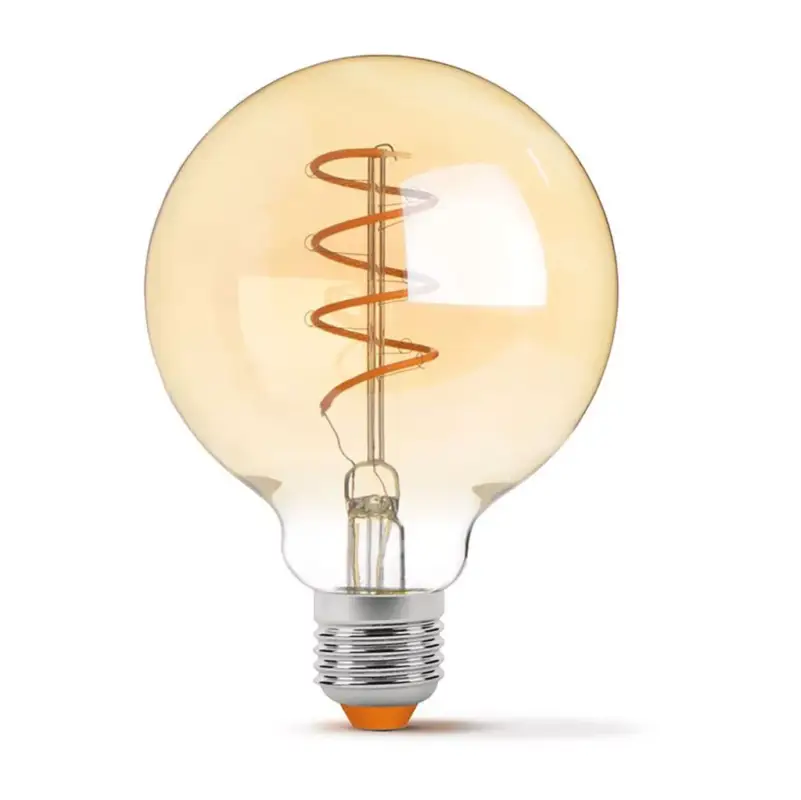 Különleges ajánlat E27 G95 LED izzó 4W = 28W 300lm 2200K meleg borostyánszálas 360°-ban szabályozható VIDEX