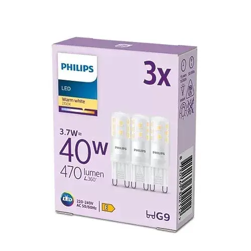 Újdonság 3x LED izzó G9 KAPSZULA 3.7W = 40W 470lm 2700K Meleg PHILIPS