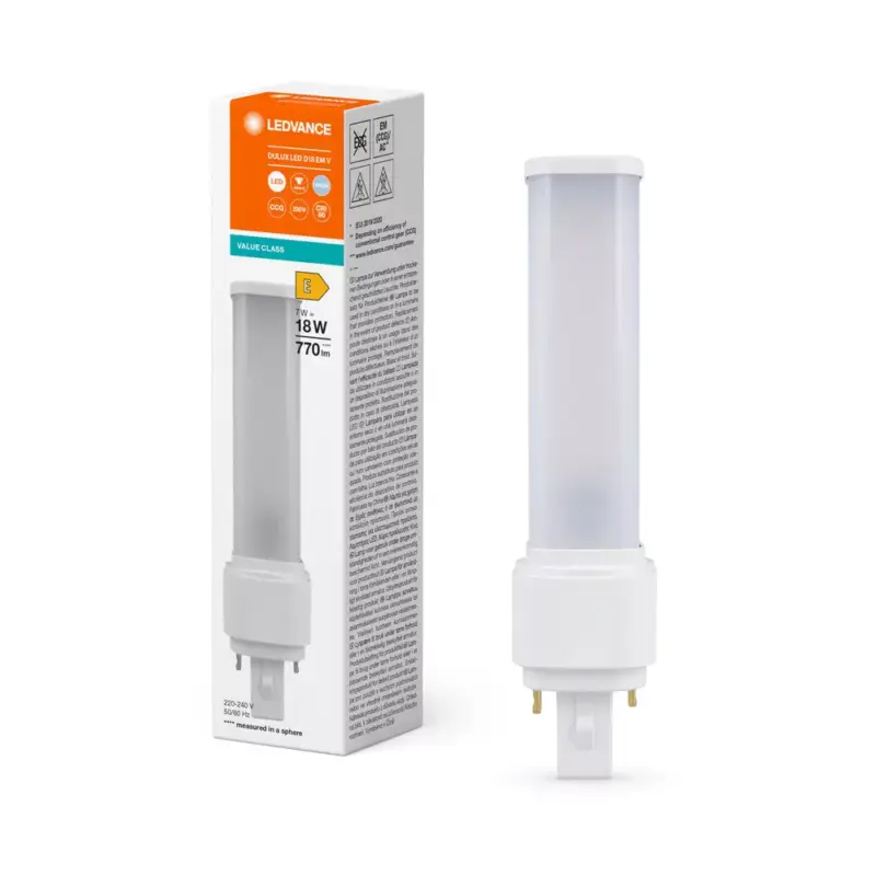 Kedvezmény LED izzó DULUX G24d-2 7W = 18W 770lm 4000K semleges fehér LEDVANCE