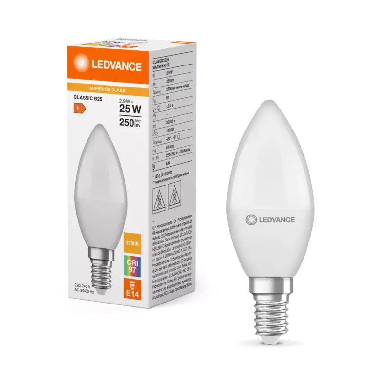 LED izzó B37 E14 2,9W = 25W 250lm 2700K meleg fehér LEDVANCE Azonnali szállítás