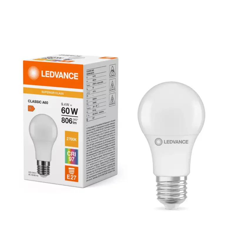 Exkluzív ajánlat LED izzó A60 E27 9,4W = 60W 806lm 2700K meleg fehér LEDVANCE