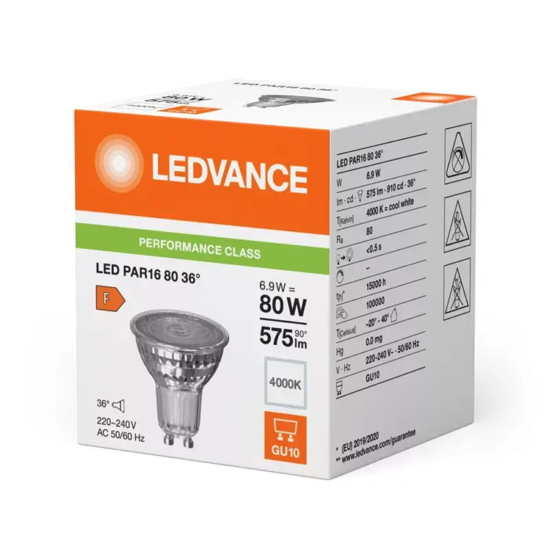 Akció LED izzó PAR16 GU10 6.9W = 80W 575lm 4000K Semleges fehér 36° LEDVANCE