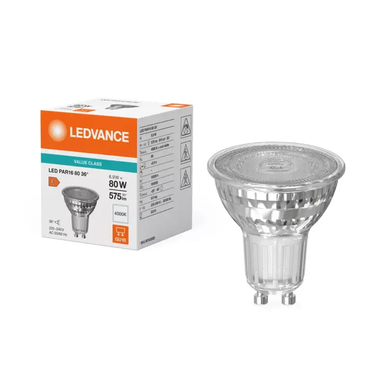 LED izzó PAR16 GU10 6.9W = 80W 4000K 575lm Semleges fehér 36° LEDVANCE Végkiárusítás