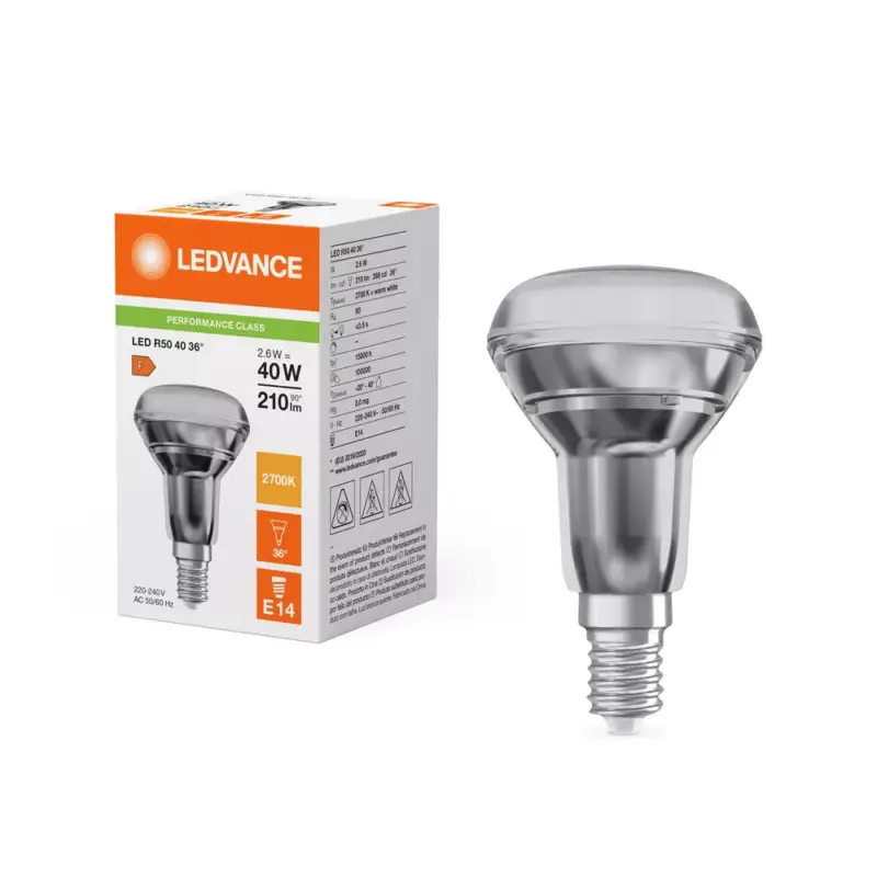 Olcsóbb LED izzó R50 E14 2.6W = 40W 210lm 2700K meleg fehér FILAMENT LEDVANCE