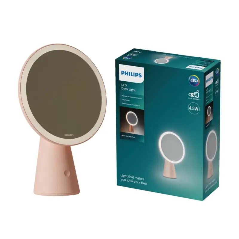 LED tükör asztali lámpa 4,5 W CCT fényerőszabályzó USB rózsaszín PHILIPS Biztonságos fizetés