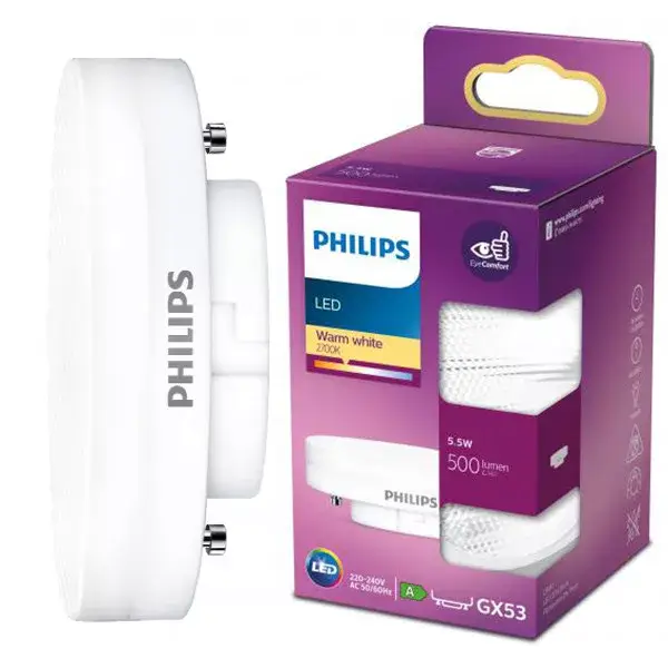 Szuper ajánlat LED izzó reflektor GX53 5.5W = 40W 500lm 2700K meleg Philips