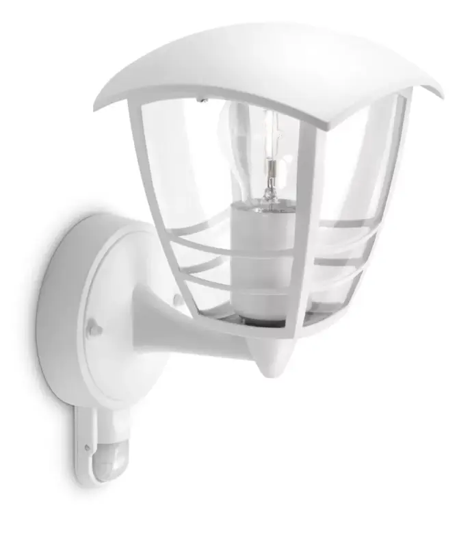 Azonnali szállítás Kerti LED fali lámpa CREEK myGarden E27 IP44 homlokzati lámpa mozgásérzékelővel, fehér PHILIPS
