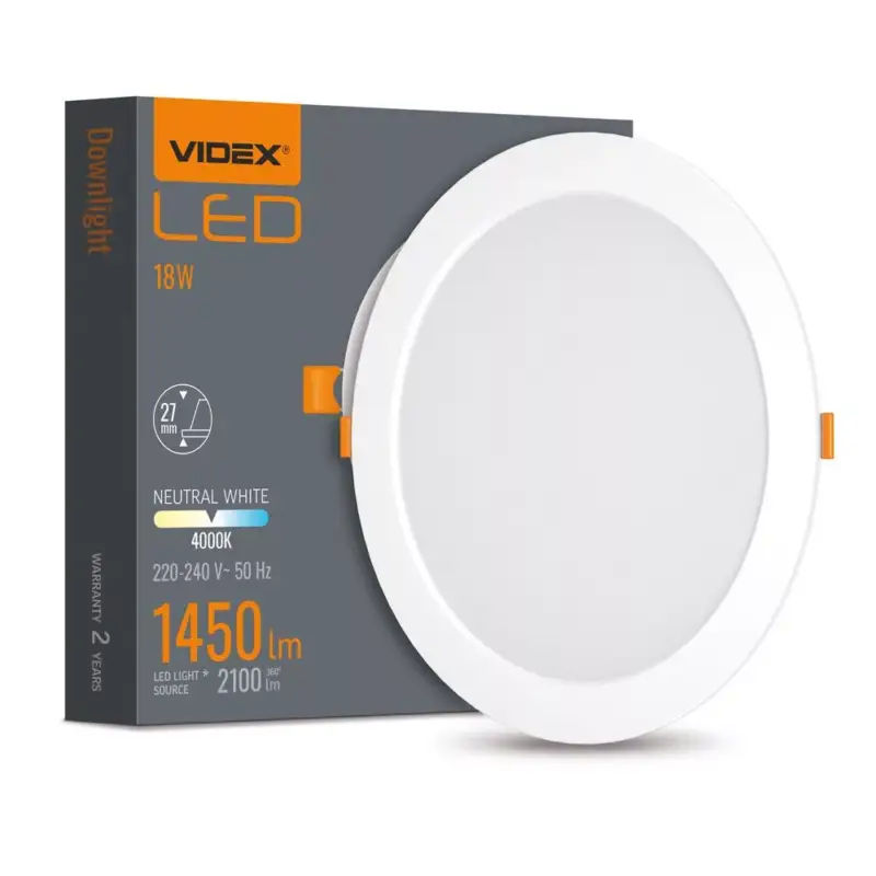 LED panel süllyesztett lámpatest 18W 2100lm 4000K semleges fehér Videx Vásárlói kedvenc