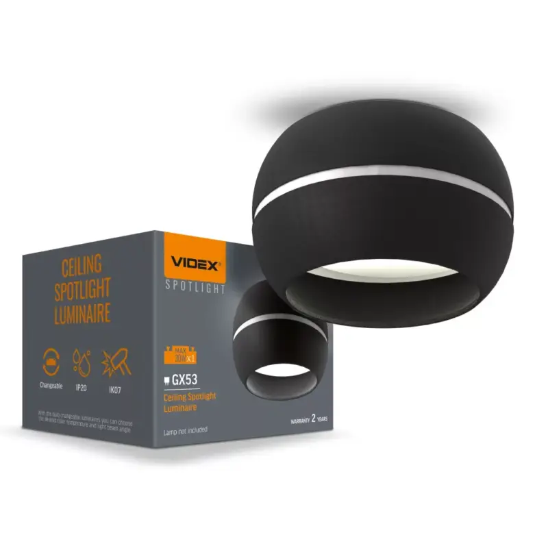 Szuper akció Felületre szerelhető lámpatest SPOT Mennyezeti lámpa Black Spot 1x GX53 Videx
