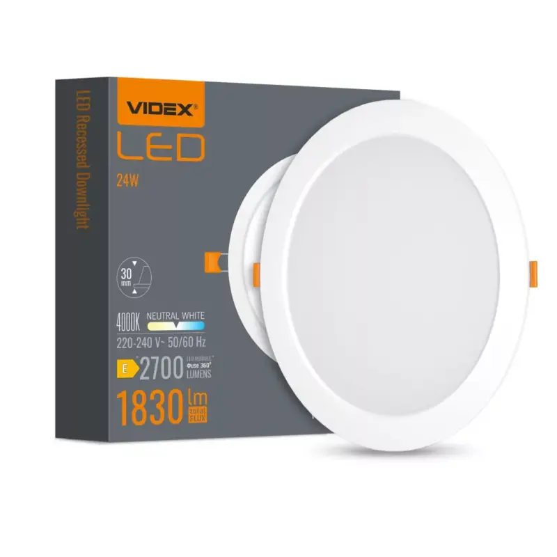 LED panel süllyesztett lámpatest 24W 2700lm 4000K semleges fehér Videx Végkiárusítás