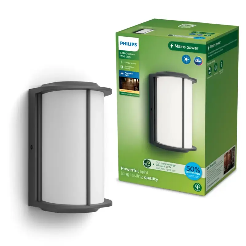 Szuper akció Kerti fali lámpa kültéri LED homlokzati lámpa 4.3W 800lm 2700K IP44 Antracit Reese Ultra Hatékony Philips