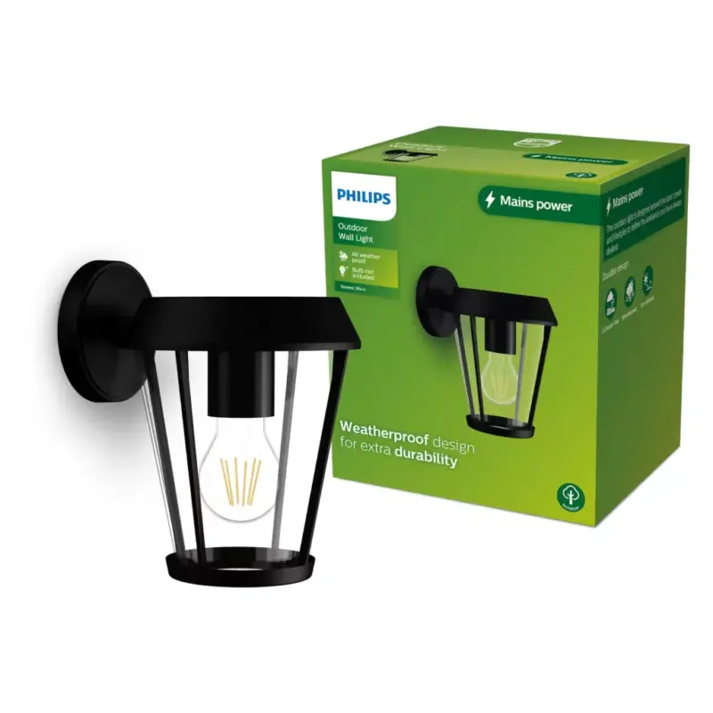 Kerti fali lámpa homlokzati kültéri lámpás E27 IP44 fekete Sunera Philips Szuper ajánlat