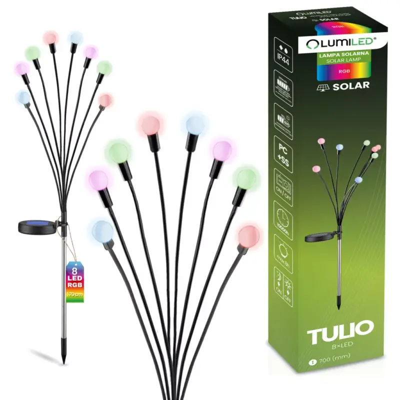 Napelemes kerti lámpa LED TULIO Ragasztható dekoratív pitypanggolyók RGB LUMILED Gyors szállítás