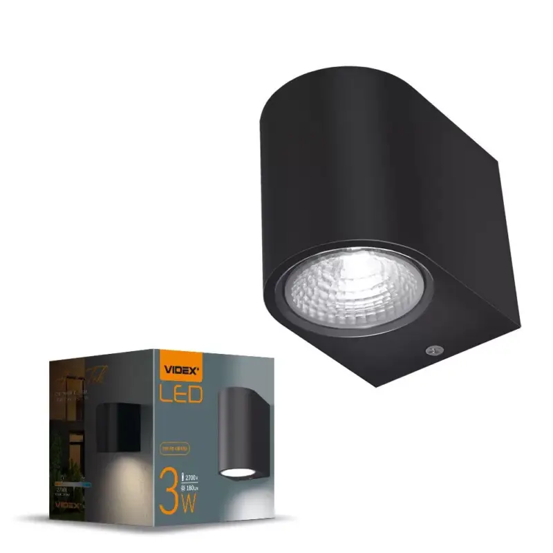 Kerti fali lámpa kültéri LED homlokzati lámpa 3W 270lm 2700k meleg fekete PELLE Videx Bestseller