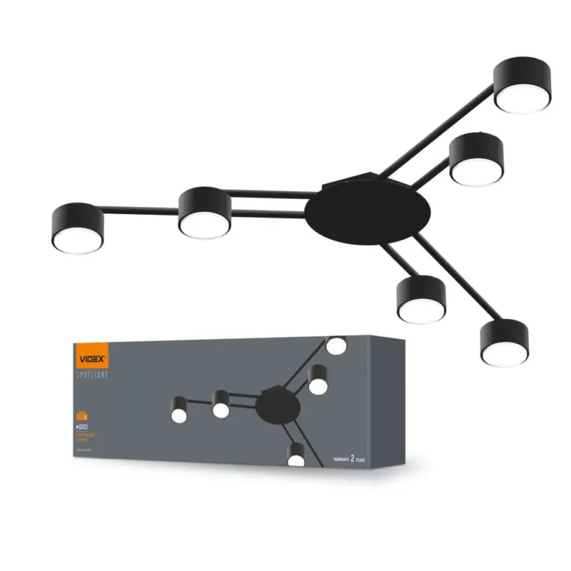Expressz kézbesítés Mennyezeti lámpa csillár 6x GX53 LED Fekete Modern Videx