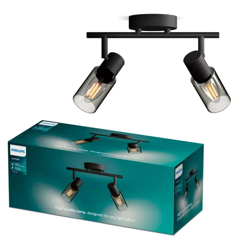 Csak ma Mennyezeti lámpa spotlámpa 2x E14 Black Palms Philips