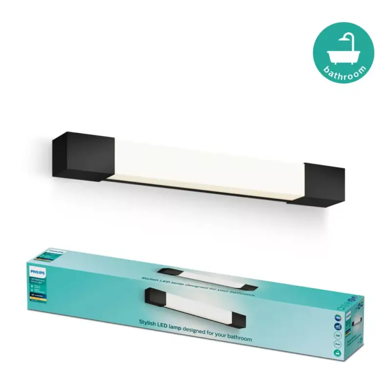 Kedvezményes ár Tükörlámpa LED 5W 730lm 2700K 44cm IP44 Fekete Rover Philips