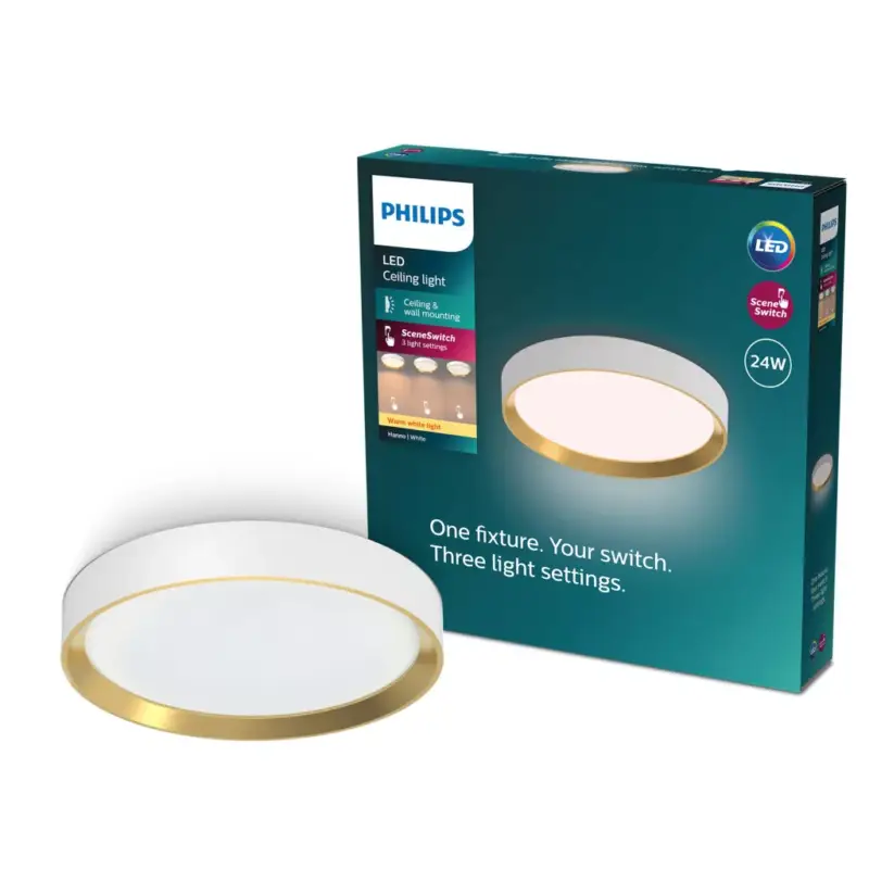 Bestseller Mennyezeti lámpa LED mennyezeti lámpa 24W 2700lm 2700K SceneSwitch fehér Hanno Philips