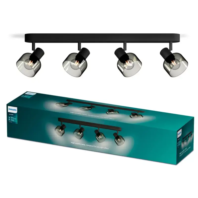 Nézd meg most Mennyezeti lámpa Spotlámpa 4x E14 LED Black Sleet Philips