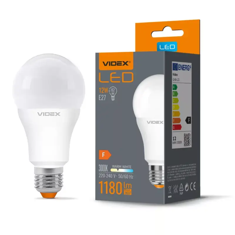 LED izzó E27 A60 12W = 82W 1180lm 3000K Meleg 240° Videx Legjobb ár