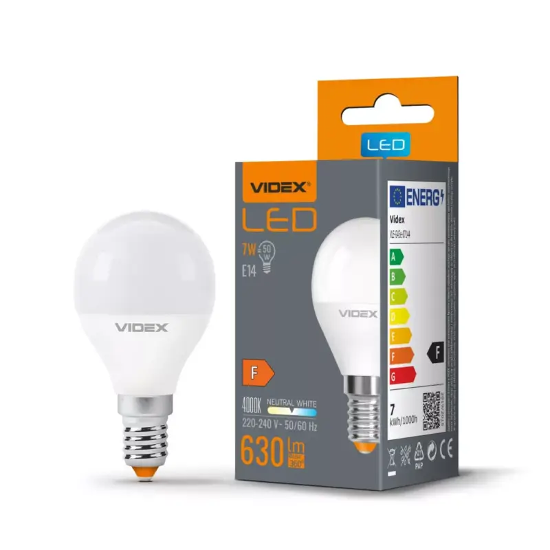 LED izzó E14 G45 golyós 7W = 50W 630lm 4000K semleges 240° Videx Kihagyhatatlan ajánlat