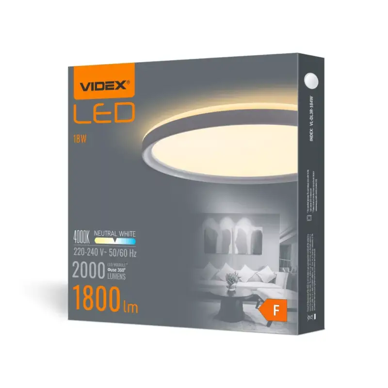LED mennyezeti lámpa felületre szerelt 18W 2000lm 4000K semleges fehér Videx Outlet