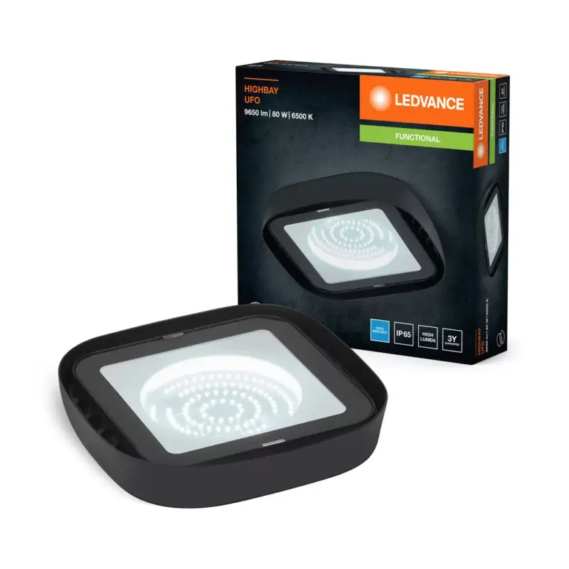 Ipari lámpa kültéri LED lámpatest 80W 9300lm 6500K IP65 fekete Highbay Ufo Ledvance Legnépszerűbb