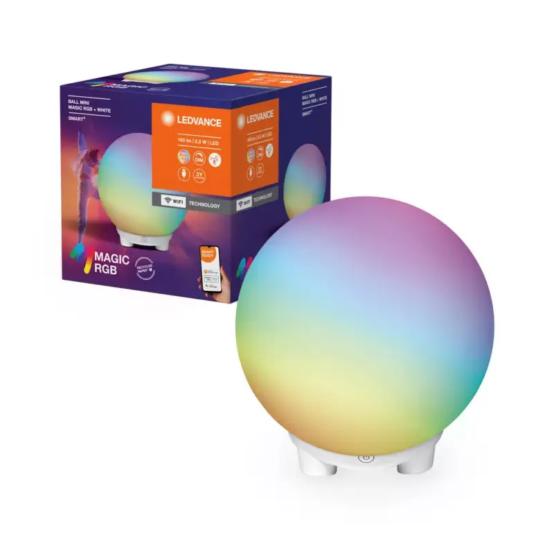 Okosgömb beltéri lámpa 2,5 W 130 lm RGB CCT USB fényerőszabályozható fehér SMART+ WiFi Magic Ledvance Népszerű