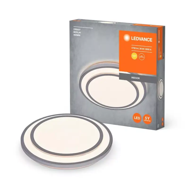 Ajánlat LED Mennyezeti Lámpa Felületre Szerelhető 36W 2450lm 3000K Meleg Ezüst 49cm Orbis Ledvance