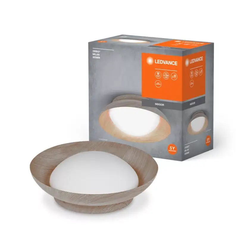Mennyezeti lámpa, felületre szerelhető, E27, 30 cm, Orbis, barna, Ledvance Újdonság