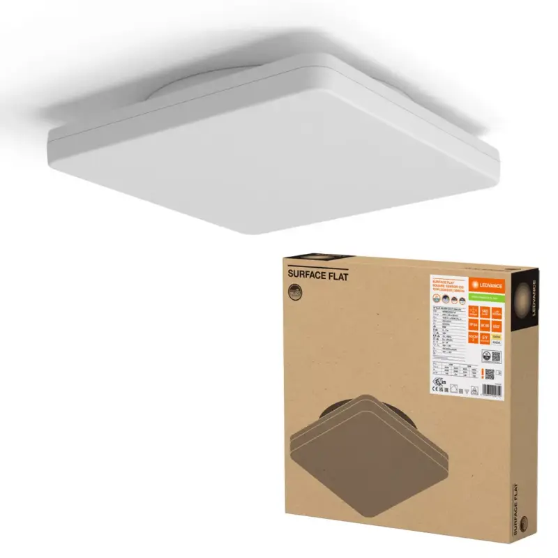 Korlátozott ajánlat LED panel mennyezeti lámpatest 46010W 2660lm 3000K - 4000K CCT alkonykapcsolási mozgásérzékelővel, felületre szerelhető, fehér, 33x33cm, felületre szerelhető, Ledvance