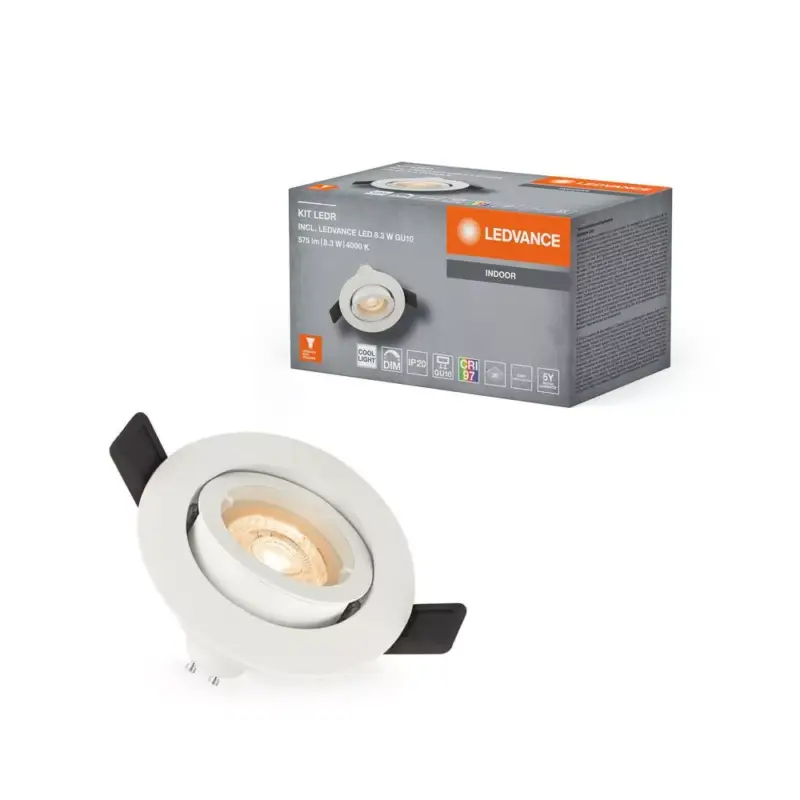 LED panel süllyesztett spotlámpa GU10 9.5W 575lm 4000K semleges fényerejű, szabályozható spotlámpa fehér LED készlet Ledvance Szuper akció