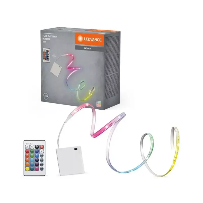 Kiárusítás 5W RGB LED szalag, elemes távirányítóval, 5M elemes szalagok Ledvance