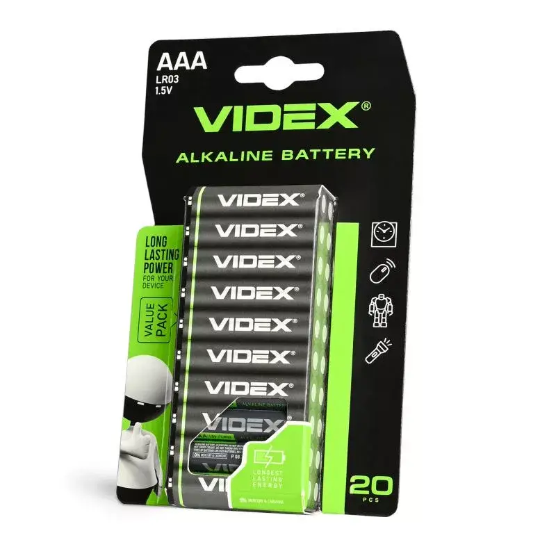 Videx LR03 AAA alkáli elemek 1,5 V, 20 db-os bliszteres kiszerelésben Szuper akció