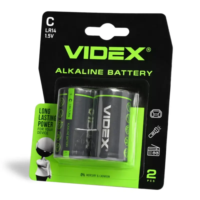 Outlet Videx LR14 C 1,5 V alkáli elemek, 2 db-os blisztercsomag
