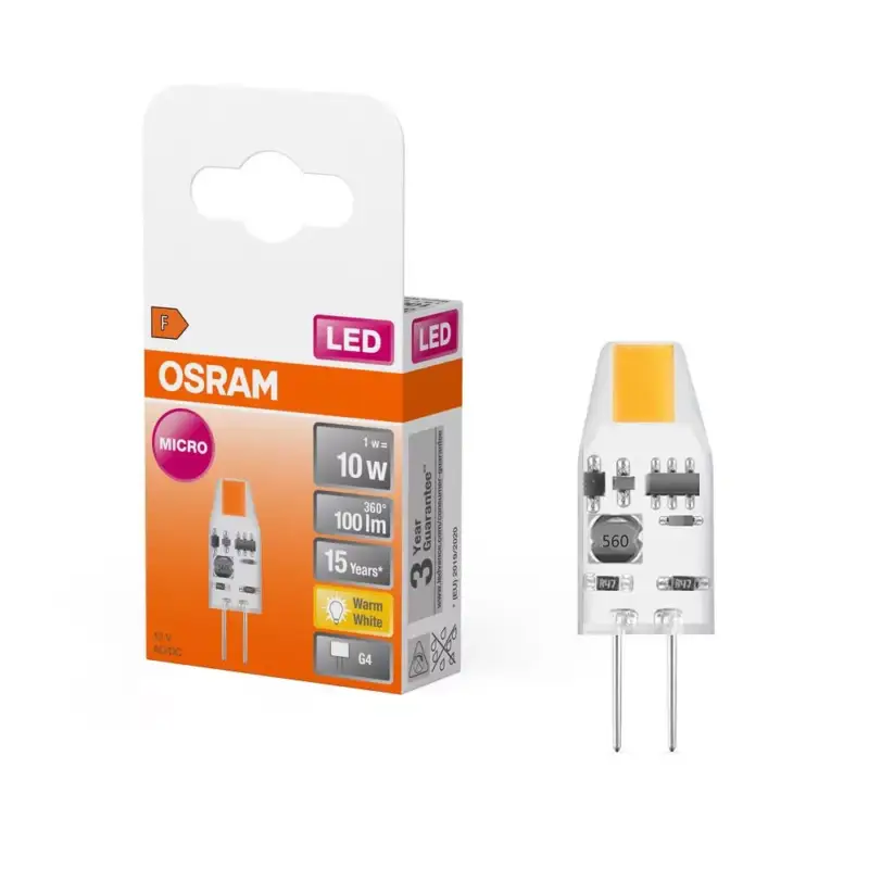 LED kapszulaizzó G4 1W = 10W 100lm 2700K Meleg 12V 300° LED PIN Osram Legjobb ár