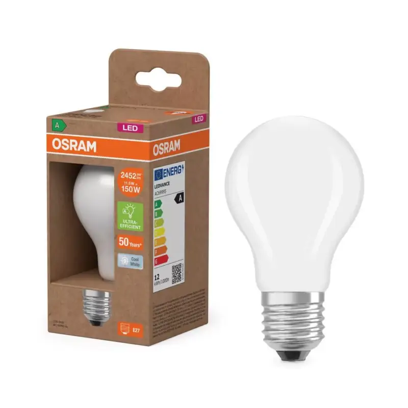 Olcsóbb LED izzó A70 E27 11.6W = 150W 2452lm 4000K Semleges 330° Izzószálas KLASSZIKUS ENERGIAHATÉKONYSÁG Osram