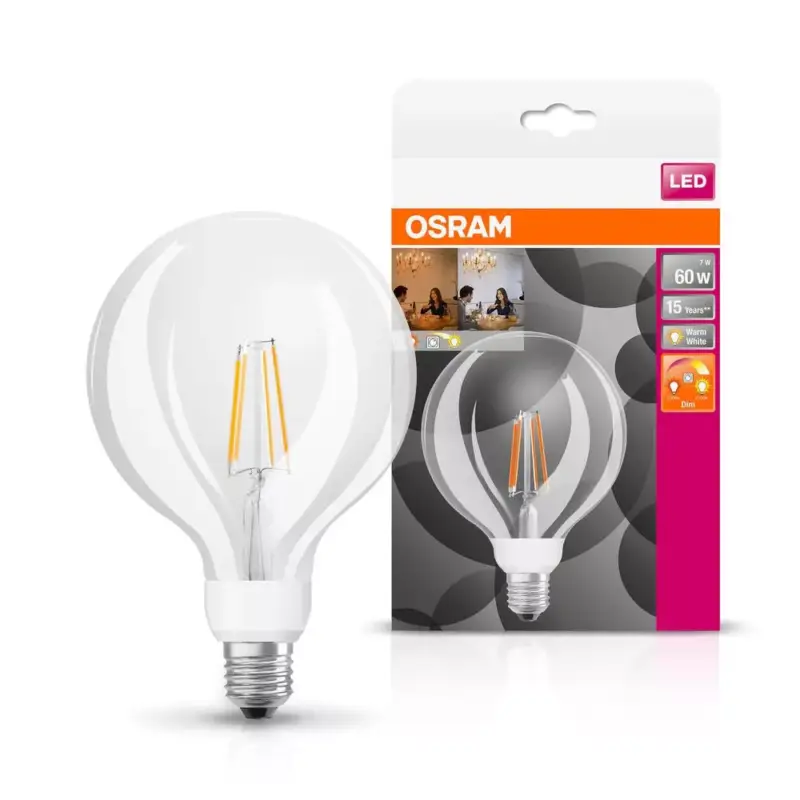 LED izzó G124 gömb alakú E27 7W = 60W 806lm 2200-2700K CCT 320° Szabályozható SUPERSTAR Osram Outlet