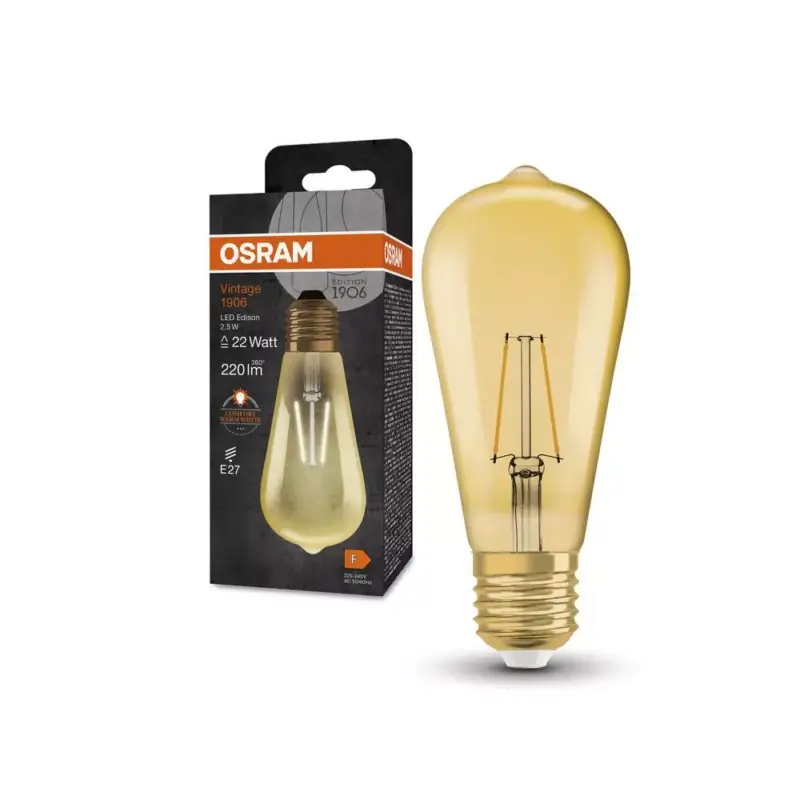Dekoratív LED izzó ST64 Edison E27 2.5W = 22W 220lm 2400K Meleg 300° Vintage 1906 Osram Biztonságos fizetés