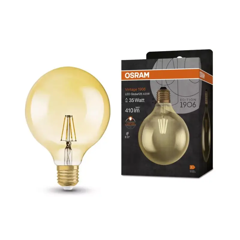 Árengedmény LED dekoratív izzó G125 gömb alakú E27 4W = 35W 410lm 2400K Meleg 300° Vintage 1906 Osram