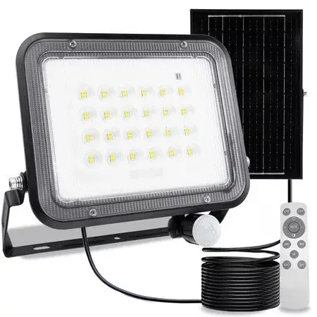 Napelemes LED halogén reflektor 100 W-os kerti lámpa 4000K IP65 PIR mozgásérzékelő + távirányító FULGOR LUMILED Nézd meg most