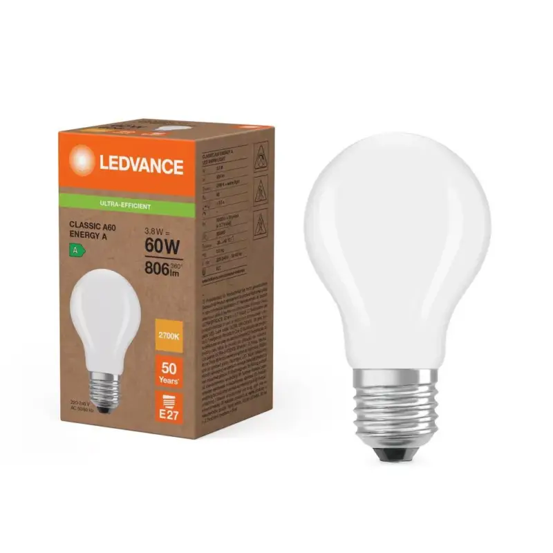 LED izzó E27 A60 3.8W = 60W 2700K 806lm Meleg 300° Ledvance Akció